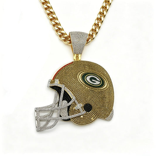 Green Bay Helmet Pendant Necklace – Oversized Fan Jewelry Gift