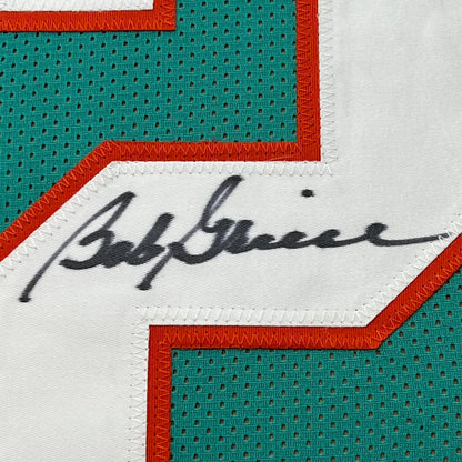 Framed Autographed/Signed Bob Griese 35x39 Miami Teal Football Jersey JSA COA