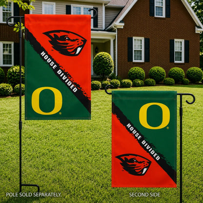 House Divided Garden Flag 2 Sided Oregon vs Oregon State Rivalry