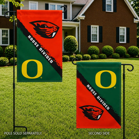 House Divided Garden Flag 2 Sided Oregon vs Oregon State Rivalry