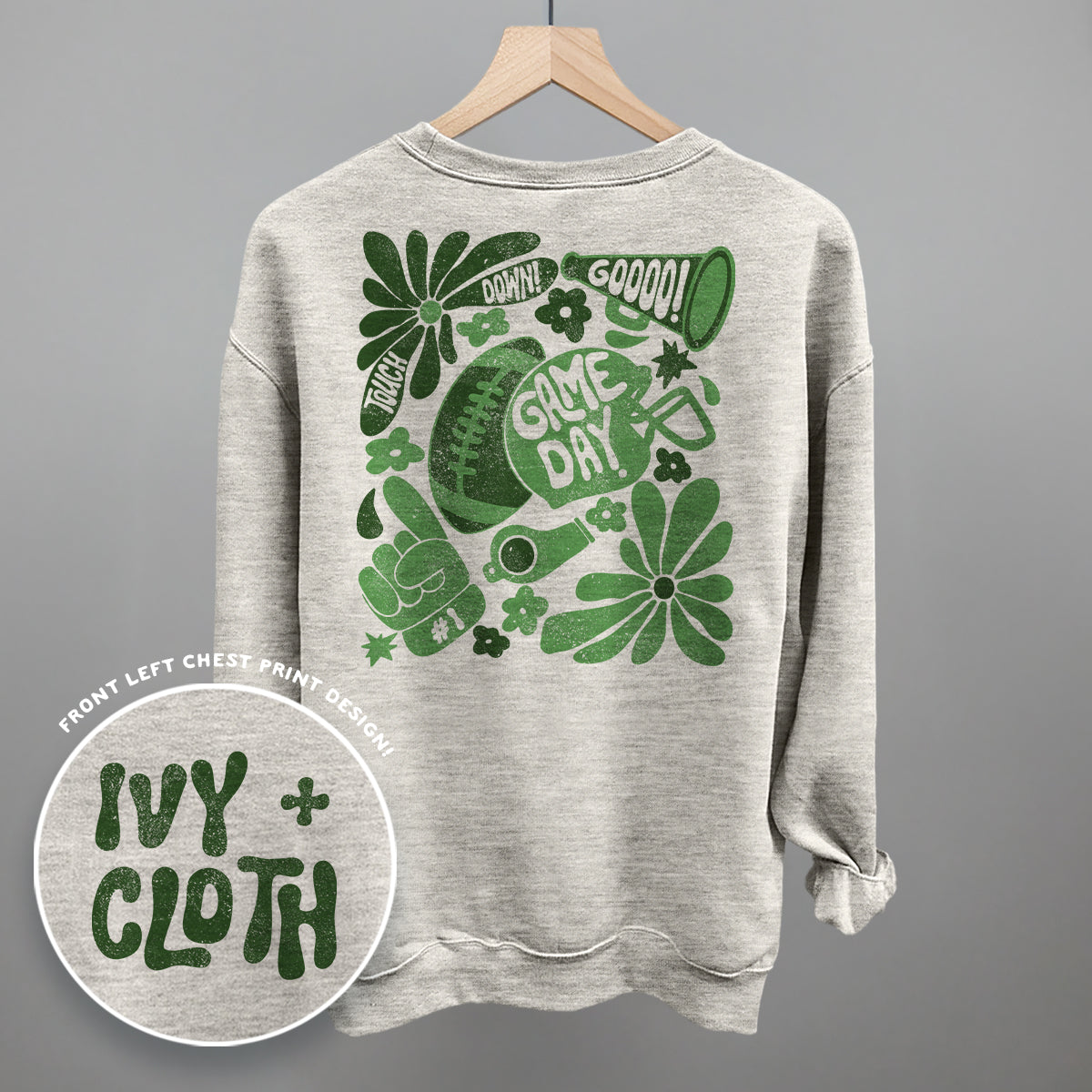 Floral Game Day Green (Back Print)