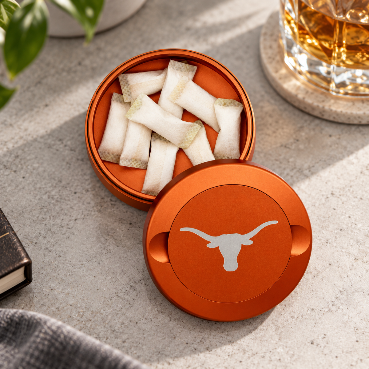 Texas Longhorns Metal Nicotine Pouch Cans