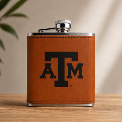 Texas A&M Leather Flask