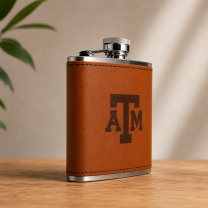 Texas A&M Leather Flask