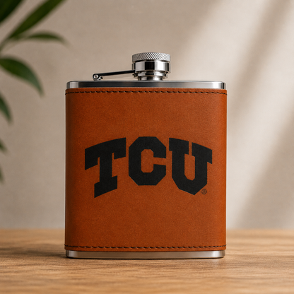 Texas Christian University (TCU) Leather Flask