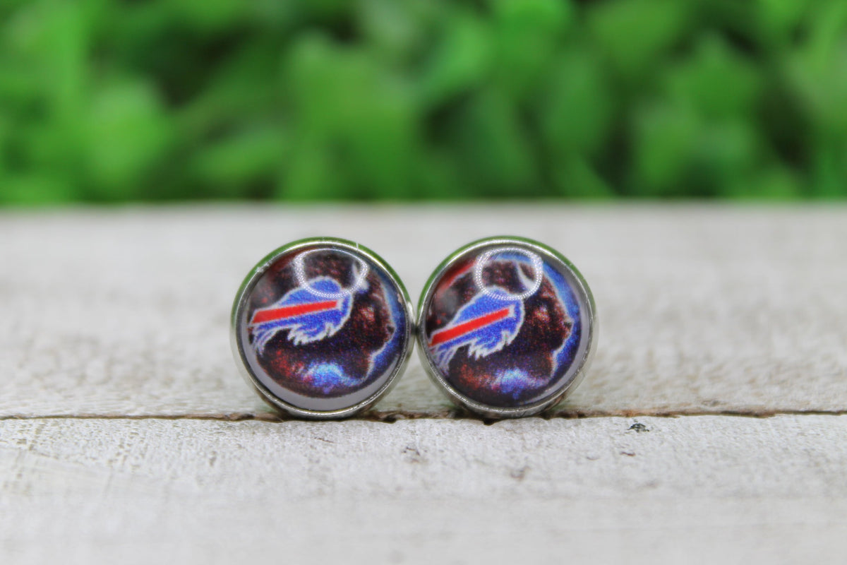Buffalo Bills Football 12mm Glass Stud Earrings