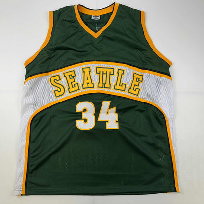Autographed/Signed Ray Allen Seattle Green Basketball Jersey Beckett BAS COA