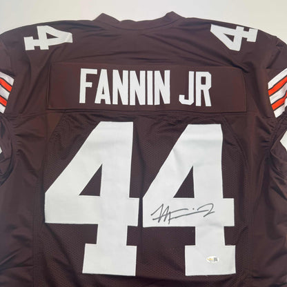Autographed/Signed Harold Fannin Jr. Cleveland Football Brown Jersey JSA COA