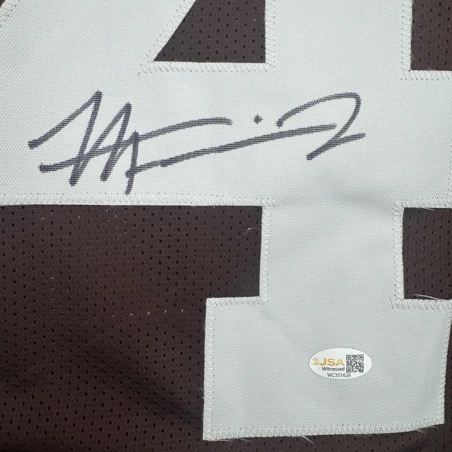 Autographed/Signed Harold Fannin Jr. Cleveland Football Brown Jersey JSA COA