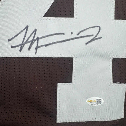 Autographed/Signed Harold Fannin Jr. Cleveland Football Brown Jersey JSA COA