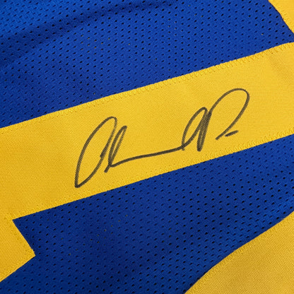 Autographed/Signed Orlando Pace St. Louis Retro Blue Football Jersey JSA COA