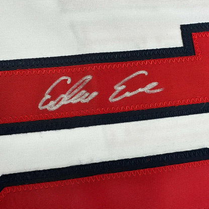 Autographed/Signed Edwin Encarnacion Cleveland White Baseball Jersey JSA COA