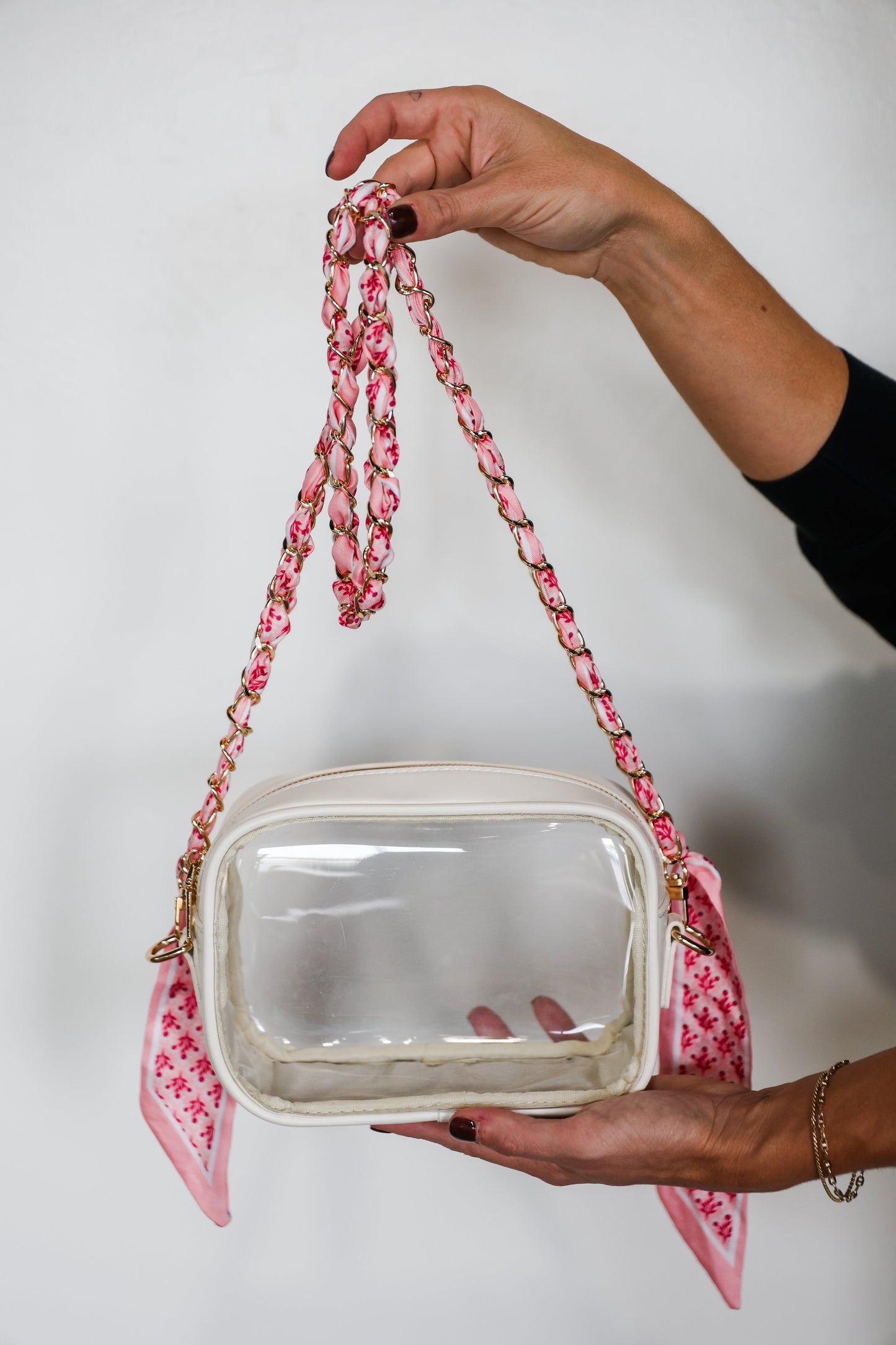 Woven Scarf Chain Purse/Phone Strap - Pink