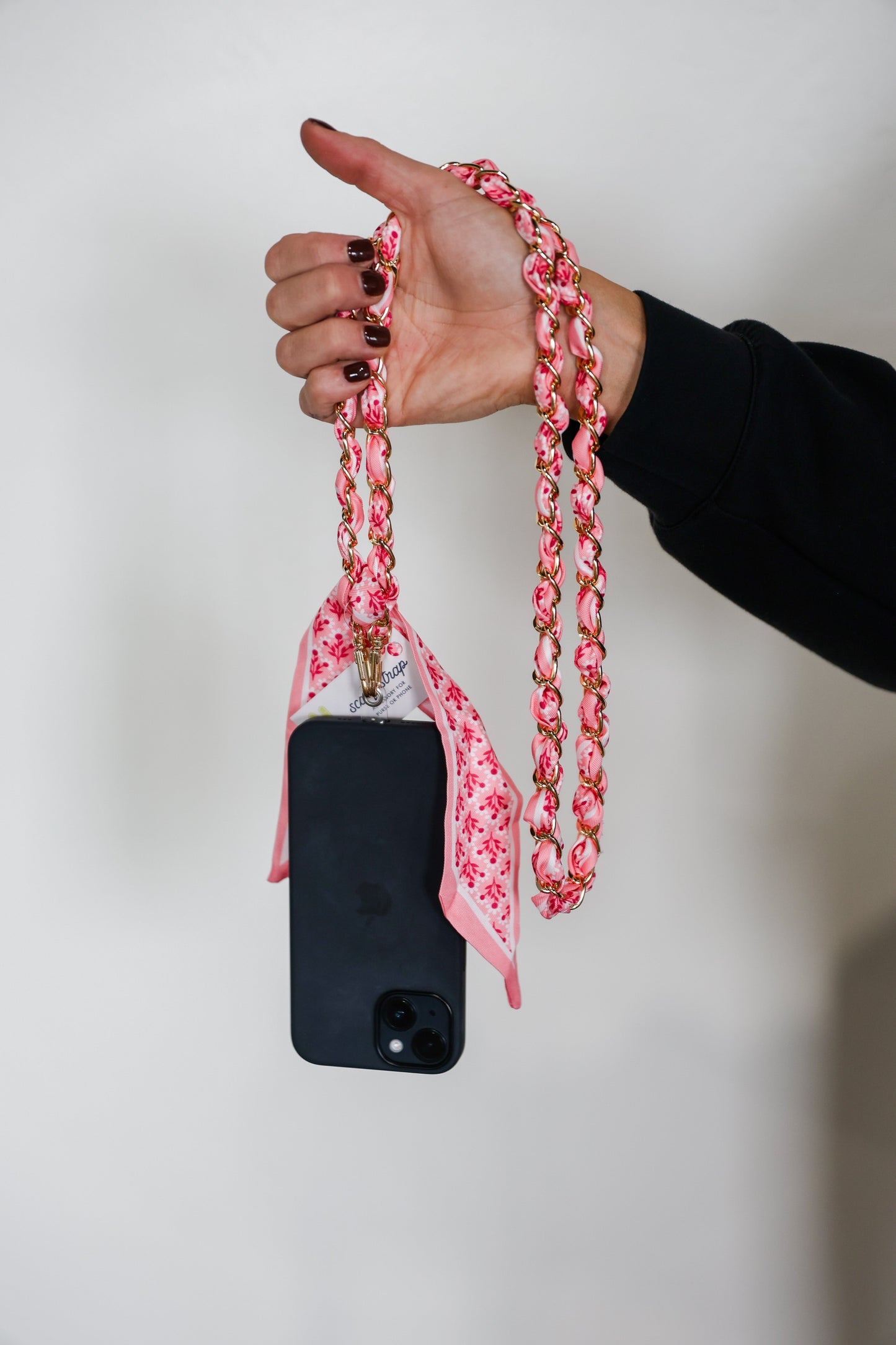 Woven Scarf Chain Purse/Phone Strap - Pink