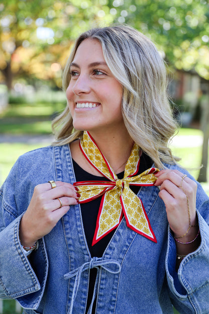 The Skinny Scarf - Red & Gold