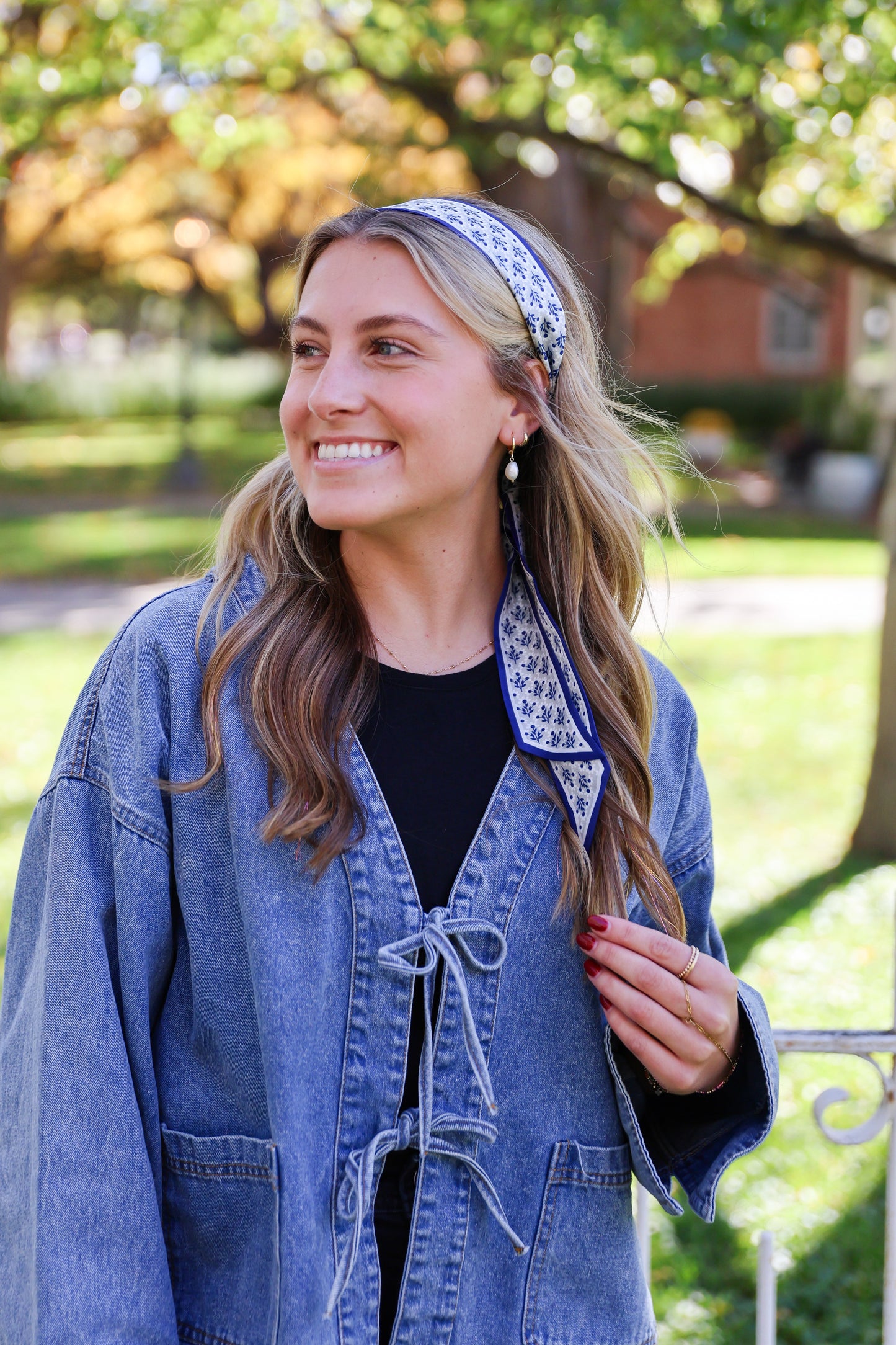 The Skinny Scarf - Navy & Silver