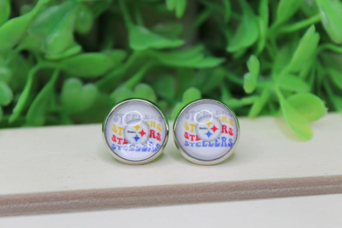 Steelers Football Repeat Stud Earrings