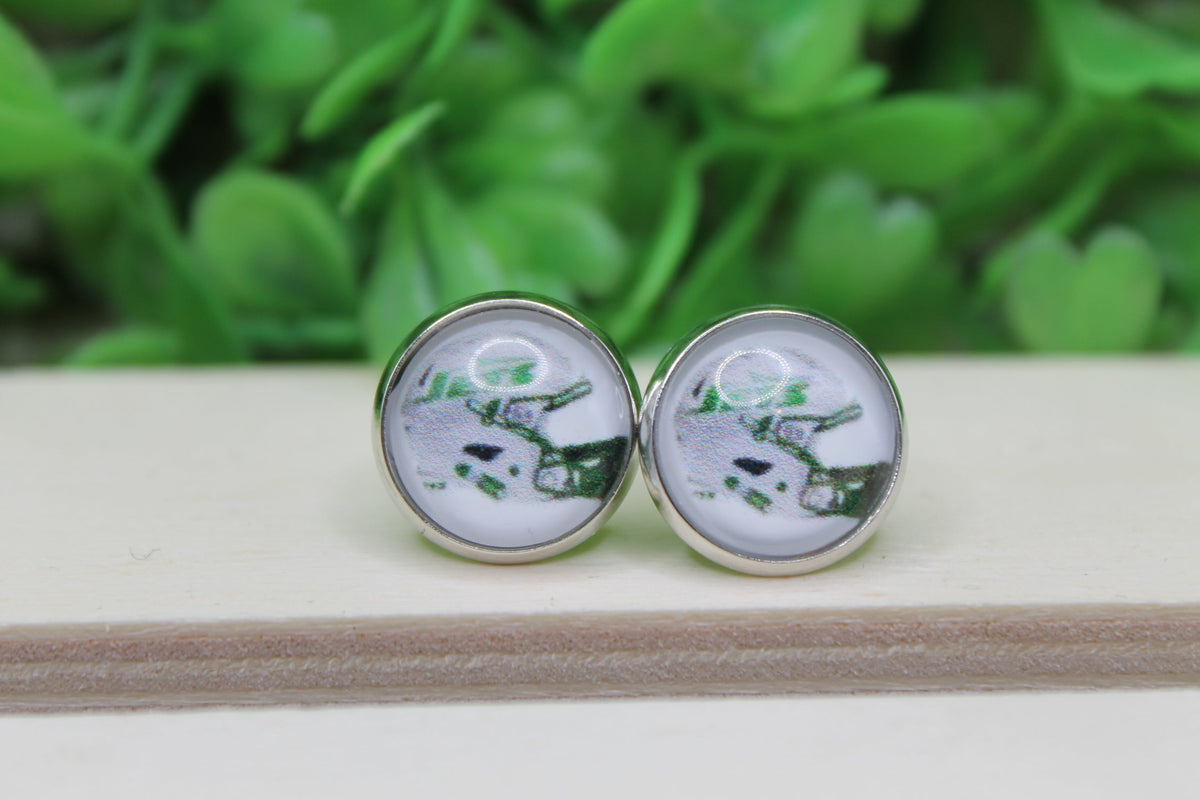 Jets Football Helmet Stud Earrings