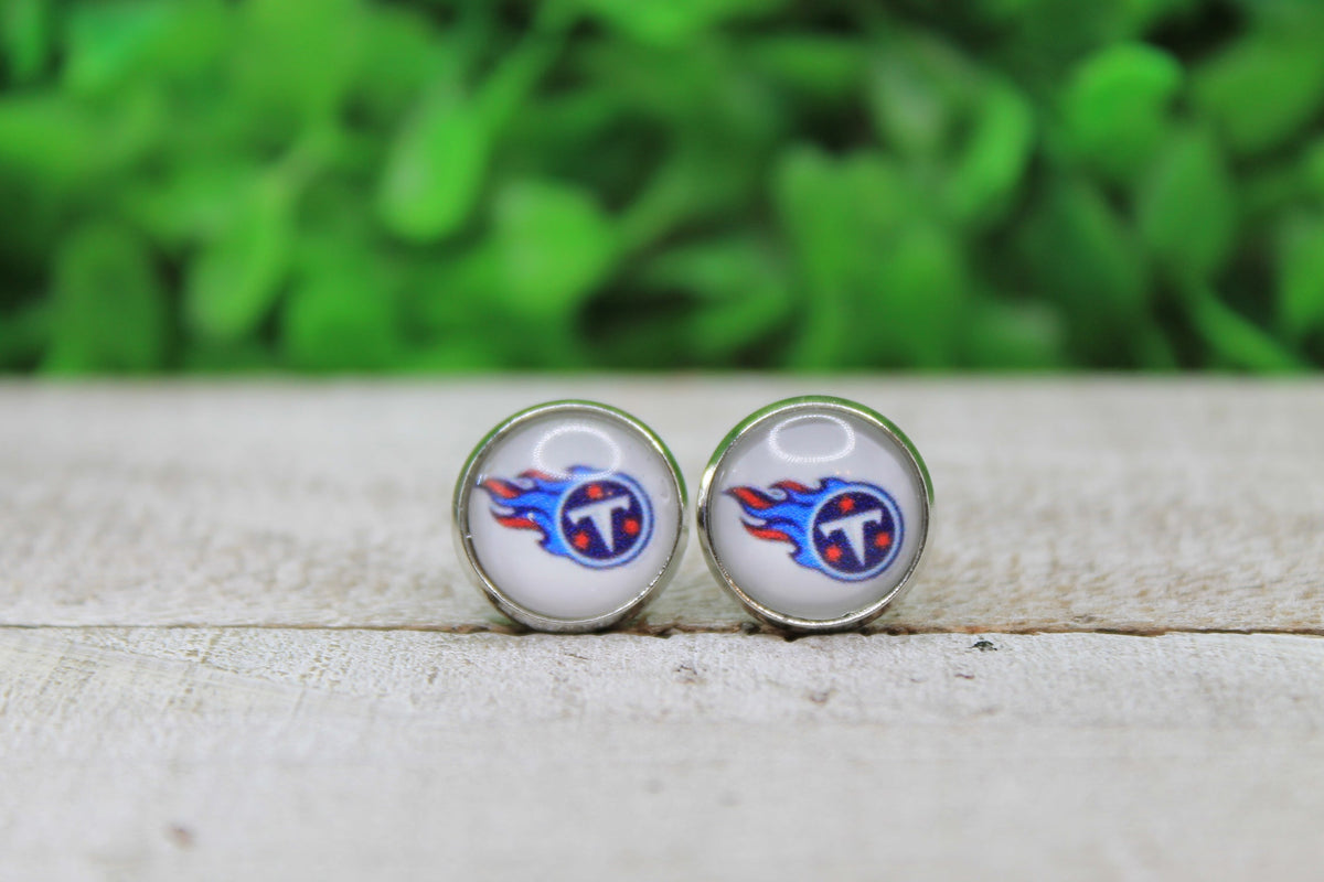 Tennessee Titans Football Glass Stud Earrings