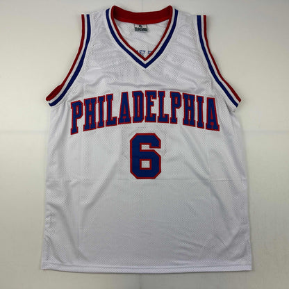 Autographed/Signed Julius Erving Dr. J Philadelphia White Basketball Jersey JSA COA