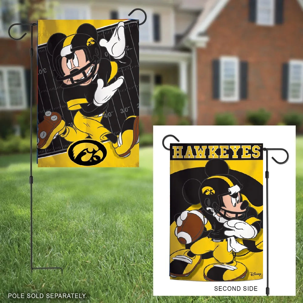 Iowa Hawkeyes Mickey Mouse Football 2 Sided Garden Flag