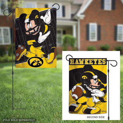Iowa Hawkeyes Mickey Mouse Football 2 Sided Garden Flag