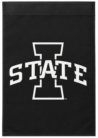 Iowa State Garden Flag 2 Sided Black White Logo