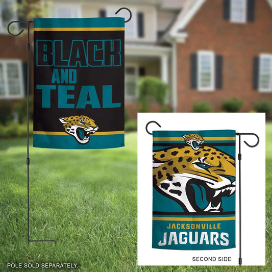 Jacksonville Jaguars 2 Sided Black And Teal Slogan Garden Flag