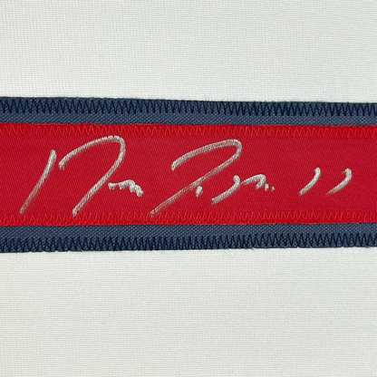 Framed Autographed/Signed Jose Ramirez 35x39 Cleveland White Baseball Jersey Beckett BAS COA