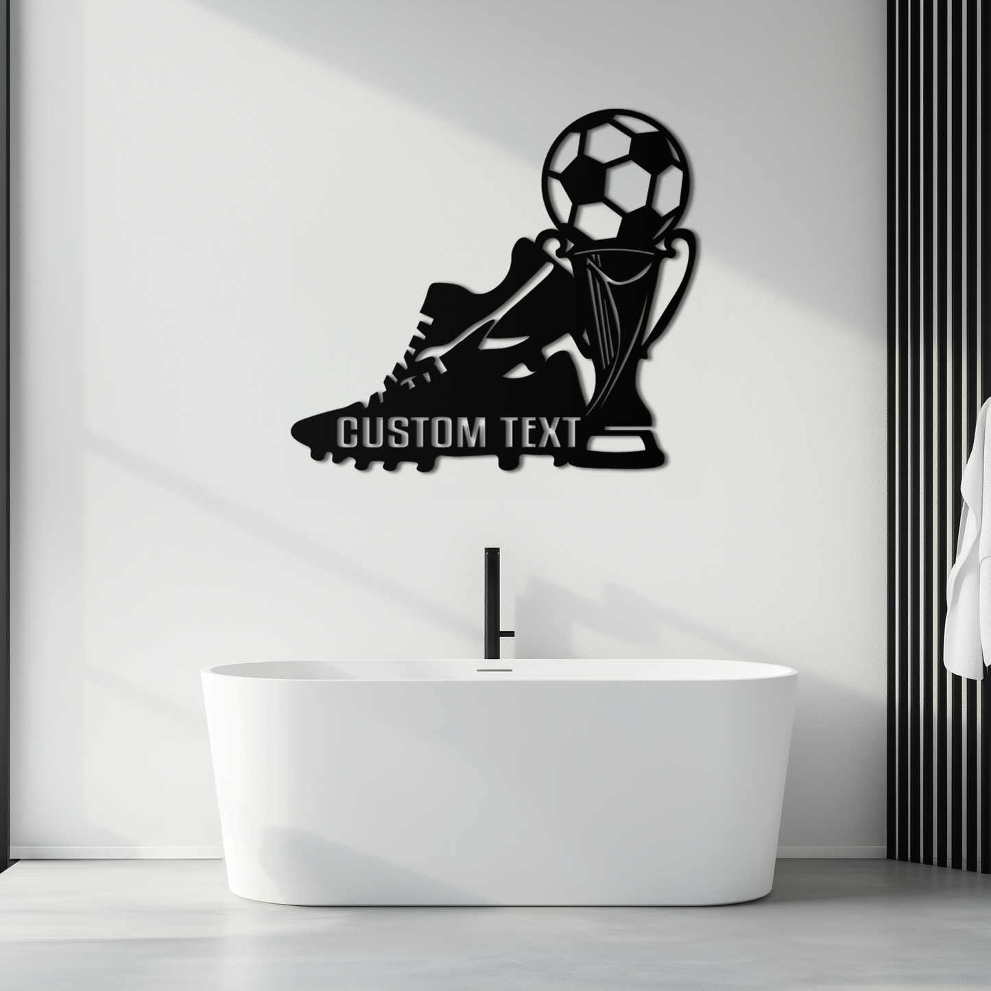 Custom Soccer Trophy and Cleat Metal Wall Art – Personalized Sports Decor for Athletes- KAF395
