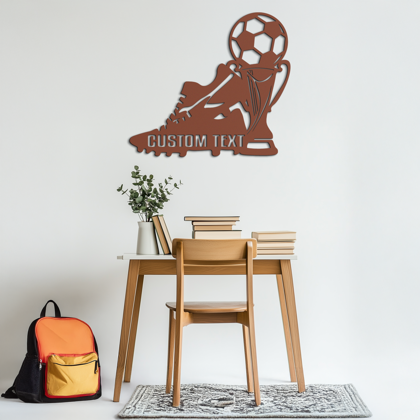 Custom Soccer Trophy and Cleat Metal Wall Art – Personalized Sports Decor for Athletes- KAF395