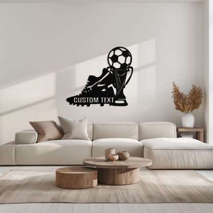 Custom Soccer Trophy and Cleat Metal Wall Art – Personalized Sports Decor for Athletes- KAF395