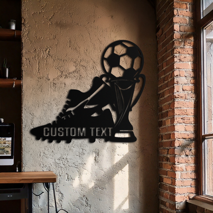 Custom Soccer Trophy and Cleat Metal Wall Art – Personalized Sports Decor for Athletes- KAF395
