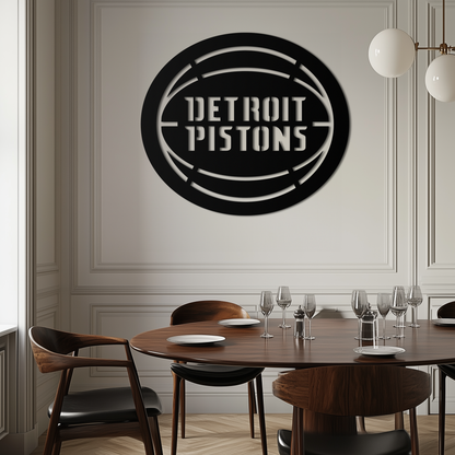 Detroit Pistons Metal Wall Art – Bold Basketball Logo Design for Sports Enthusiasts- KAF673
