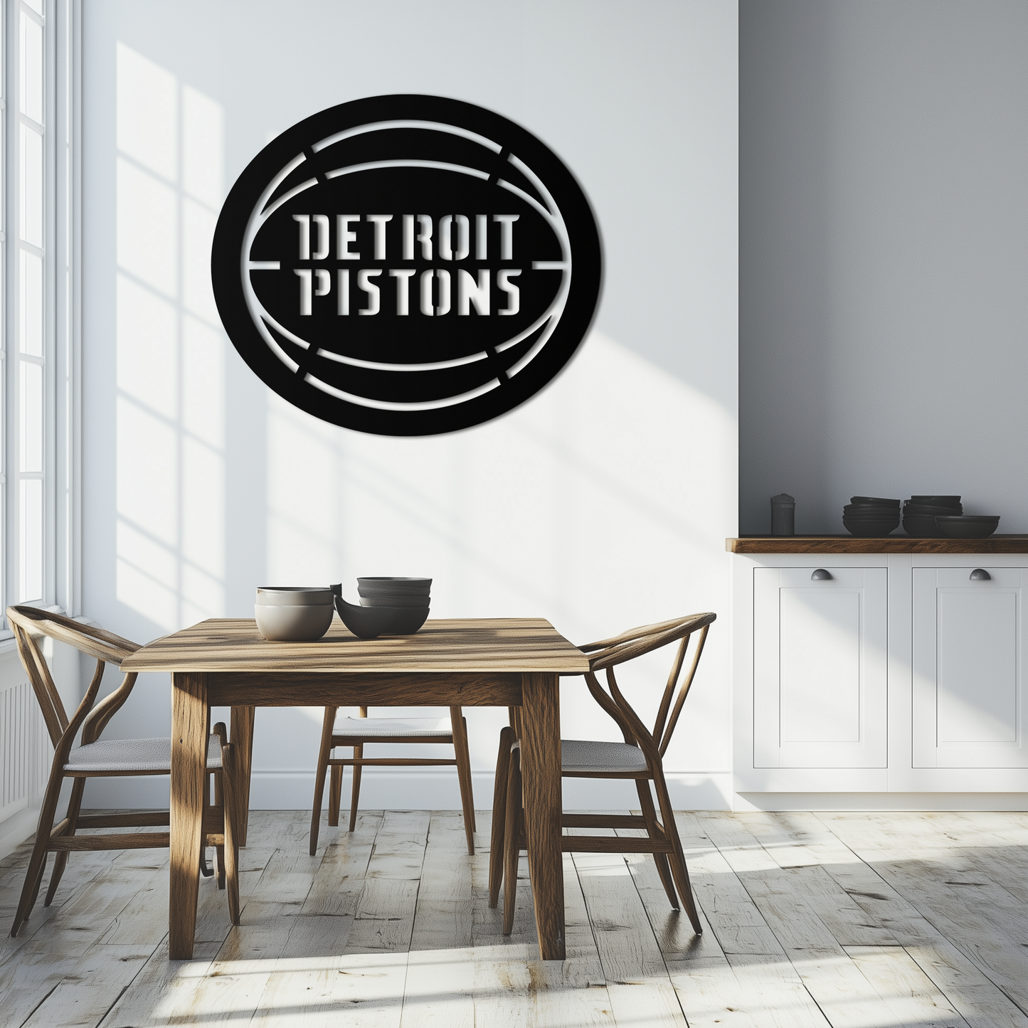 Detroit Pistons Metal Wall Art – Bold Basketball Logo Design for Sports Enthusiasts- KAF673