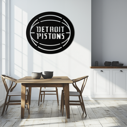 Detroit Pistons Metal Wall Art – Bold Basketball Logo Design for Sports Enthusiasts- KAF673