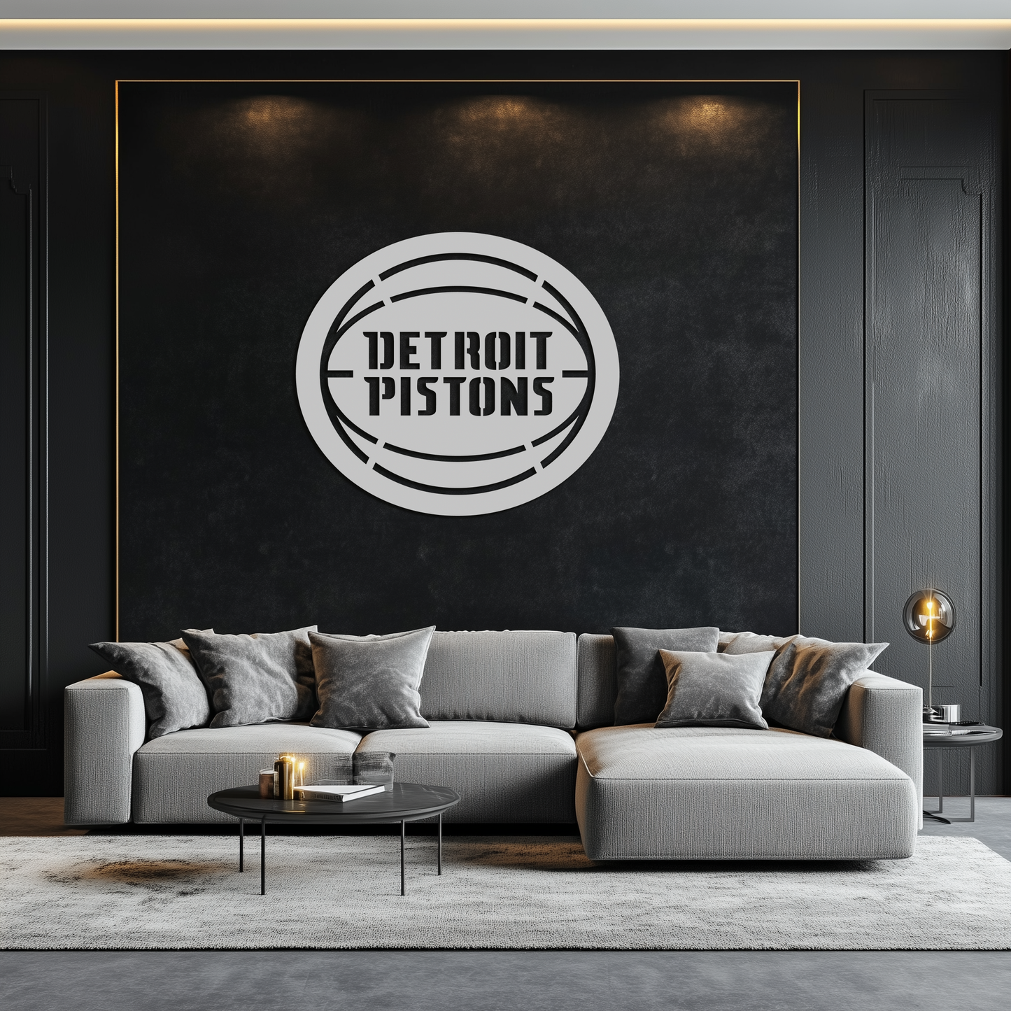 Detroit Pistons Metal Wall Art – Bold Basketball Logo Design for Sports Enthusiasts- KAF673