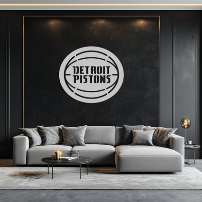 Detroit Pistons Metal Wall Art – Bold Basketball Logo Design for Sports Enthusiasts- KAF673