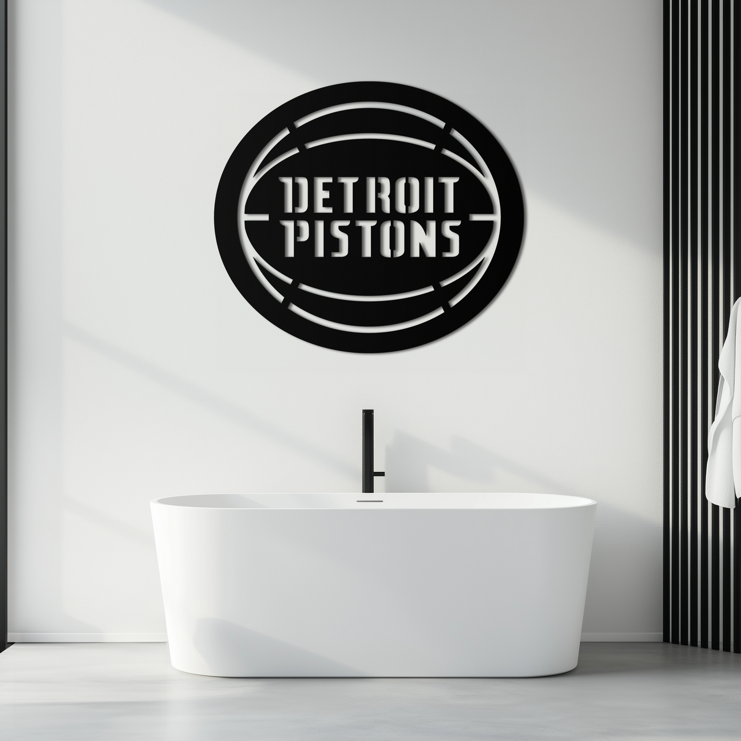 Detroit Pistons Metal Wall Art – Bold Basketball Logo Design for Sports Enthusiasts- KAF673
