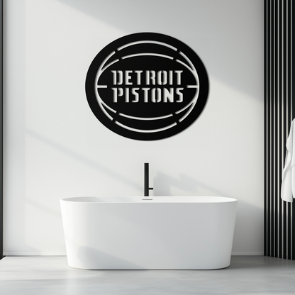 Detroit Pistons Metal Wall Art – Bold Basketball Logo Design for Sports Enthusiasts- KAF673