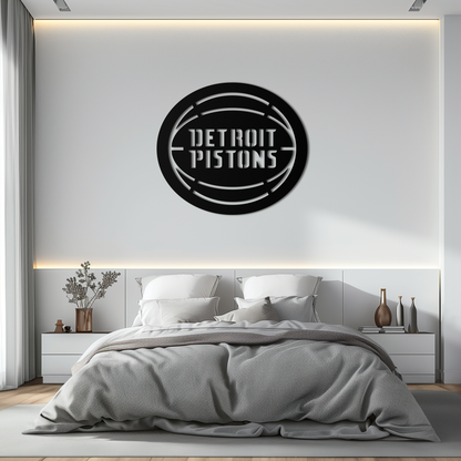 Detroit Pistons Metal Wall Art – Bold Basketball Logo Design for Sports Enthusiasts- KAF673