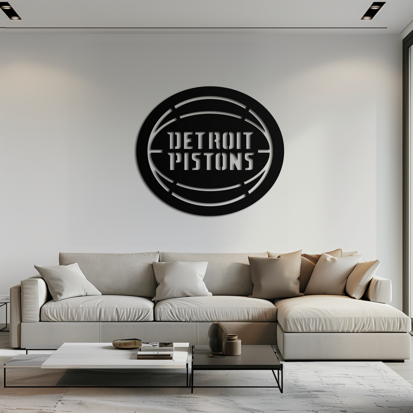 Detroit Pistons Metal Wall Art – Bold Basketball Logo Design for Sports Enthusiasts- KAF673