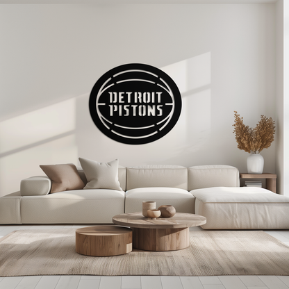 Detroit Pistons Metal Wall Art – Bold Basketball Logo Design for Sports Enthusiasts- KAF673