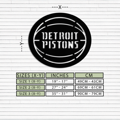 Detroit Pistons Metal Wall Art – Bold Basketball Logo Design for Sports Enthusiasts- KAF673