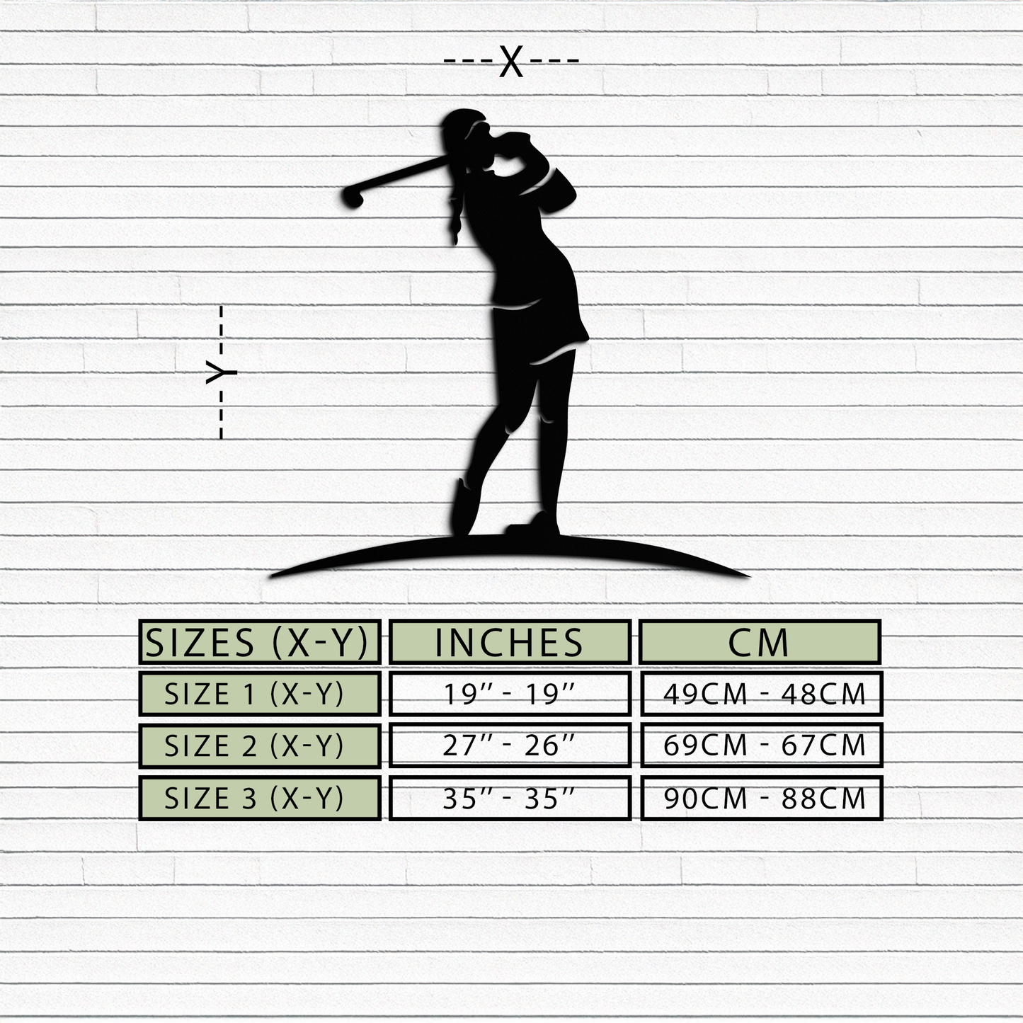 Female Golfer Metal Wall Art – Elegant Sports Silhouette for Modern Spaces- KAF698