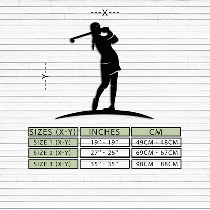 Female Golfer Metal Wall Art – Elegant Sports Silhouette for Modern Spaces- KAF698