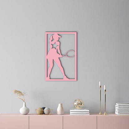 Tennis Player Silhouette Metal Wall Art – Pink Modern Sports Décor - KAFGP185
