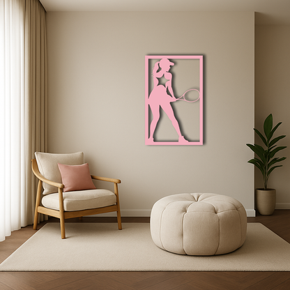 Tennis Player Silhouette Metal Wall Art – Pink Modern Sports Décor - KAFGP185