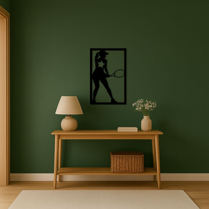 Tennis Player Silhouette Metal Wall Art – Pink Modern Sports Décor - KAFGP185