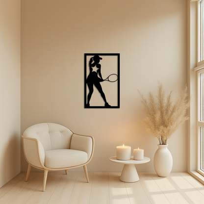 Tennis Player Silhouette Metal Wall Art – Pink Modern Sports Décor - KAFGP185